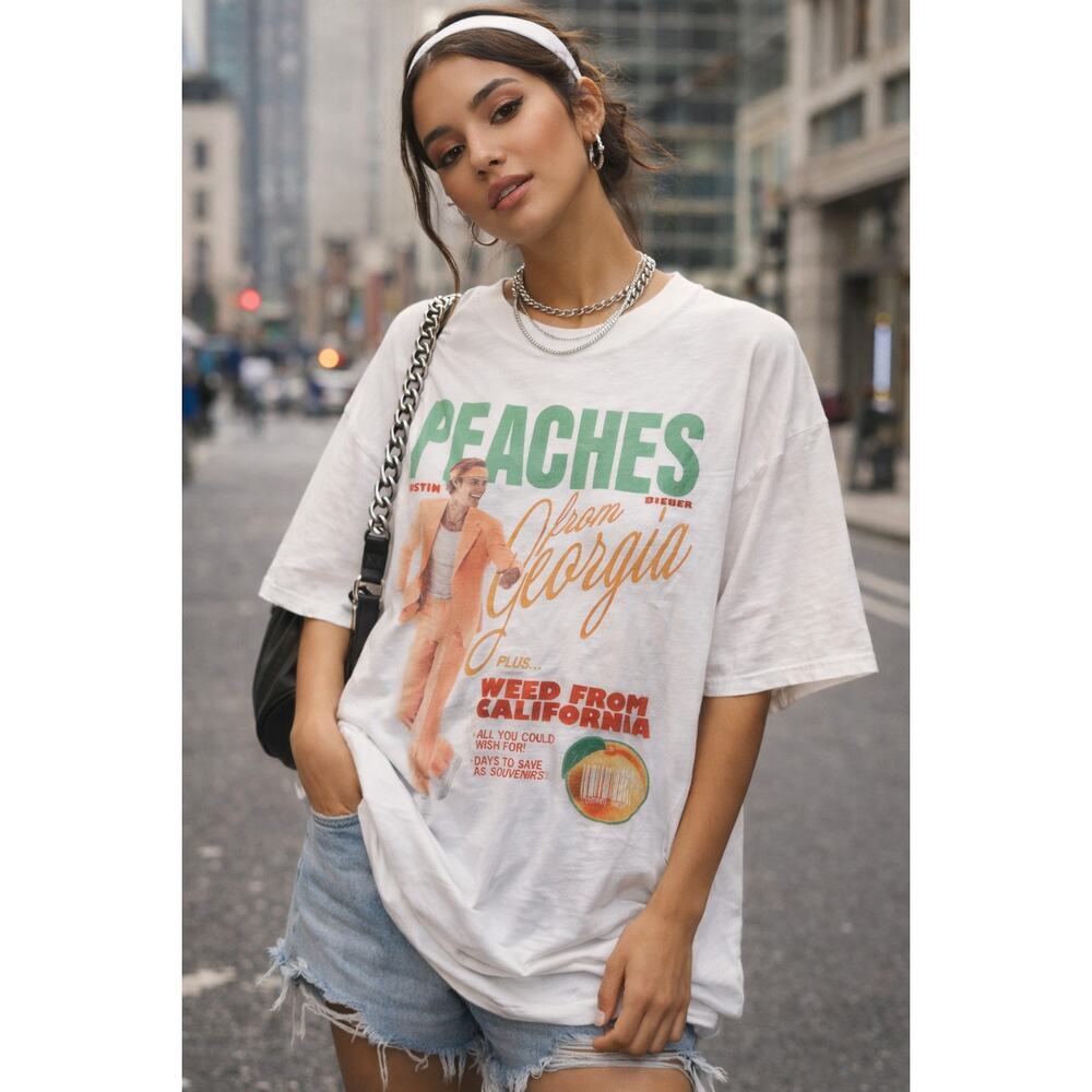 Justin Bieber Peaches From Georgia 2022 Tour Graphic Tee Size Large